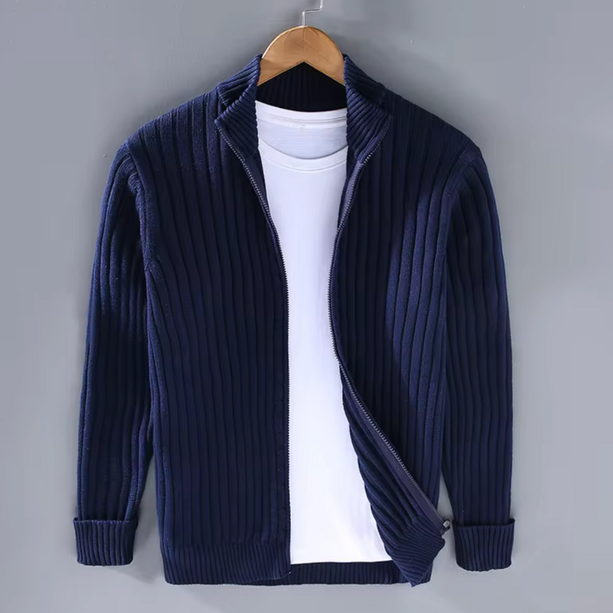 Knit Cardigan with Zip Front