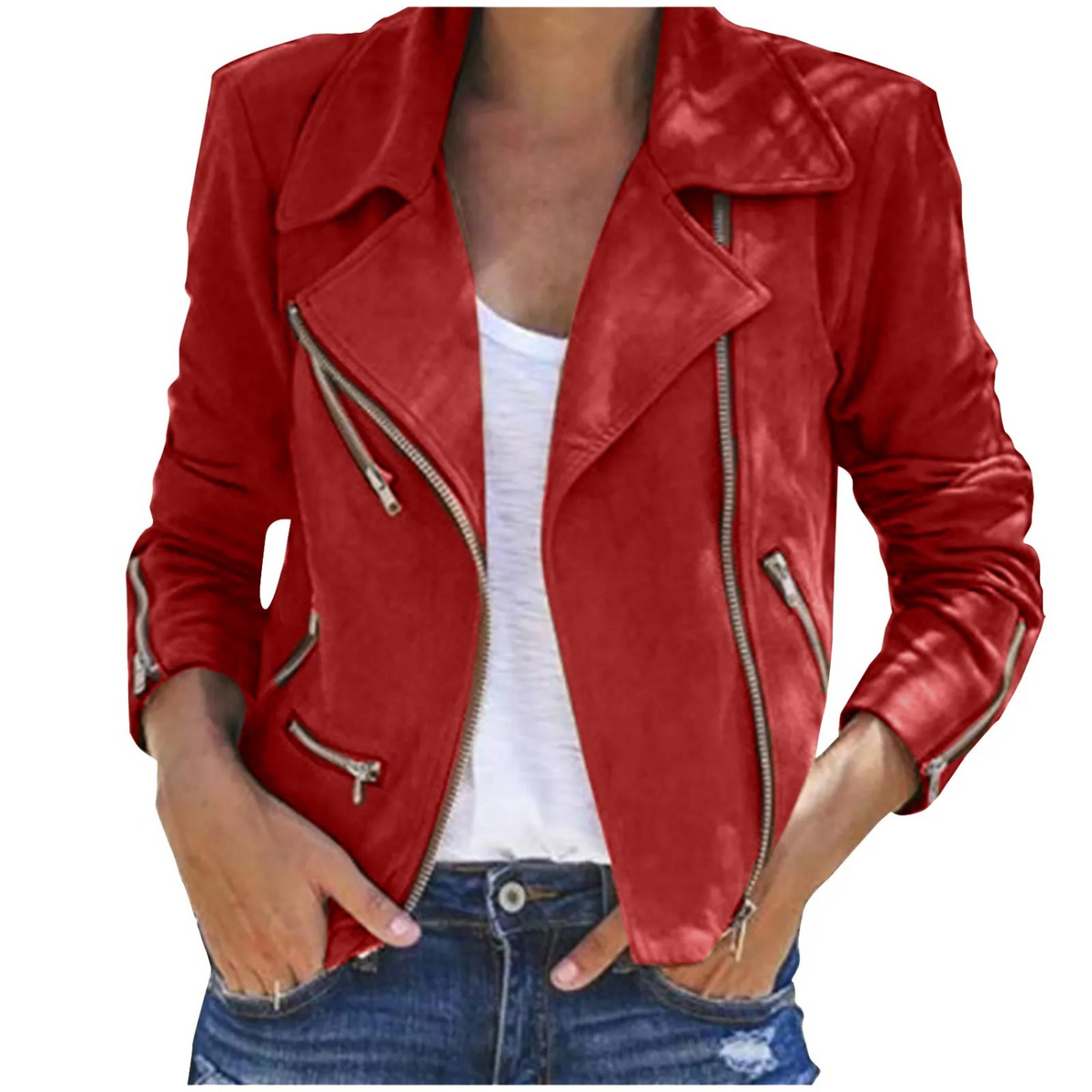 Leather Jacket in a Vintage Style with Zipper