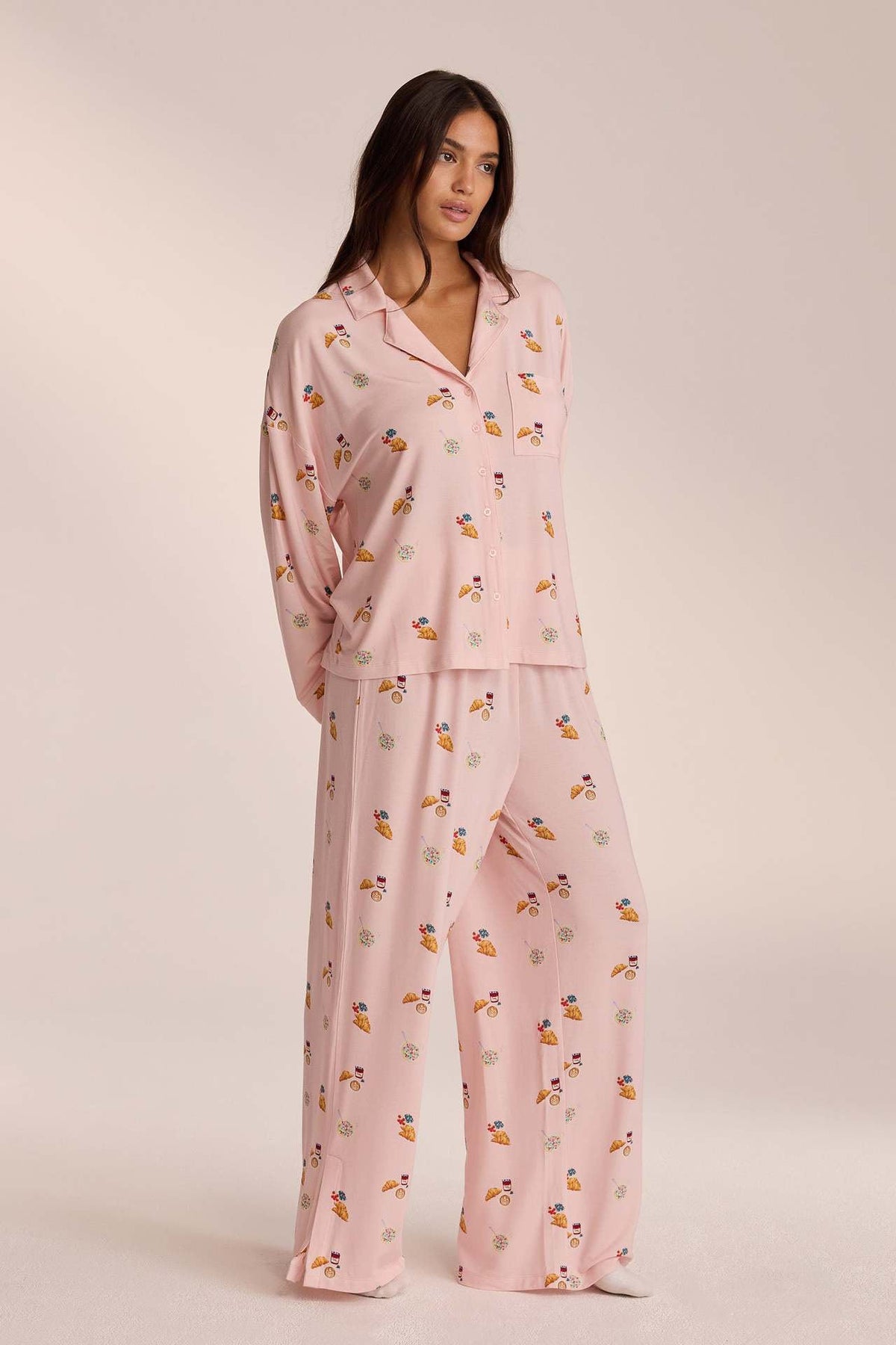 Coordinated Food Print Pajama Set