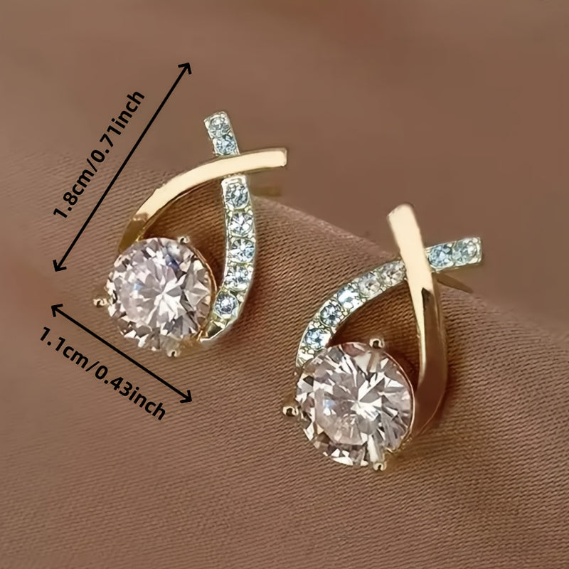 Gold Cross Cubic Zirconia Earrings - Private Collection