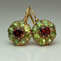 Green and Red Crystal Round Earrings Luxe Collection Limited Edition