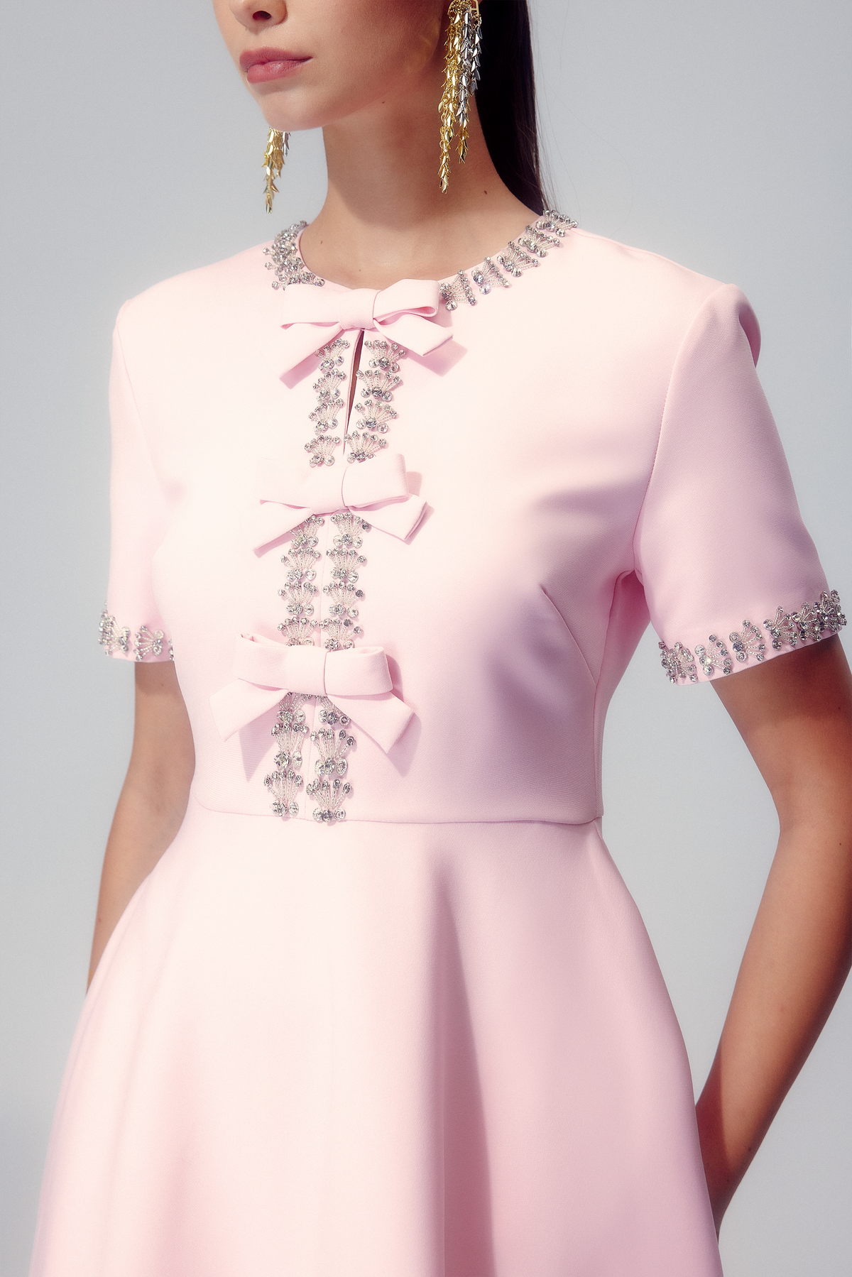 Zoe Bowknot Crystal-embellished Maxi-Length Dress