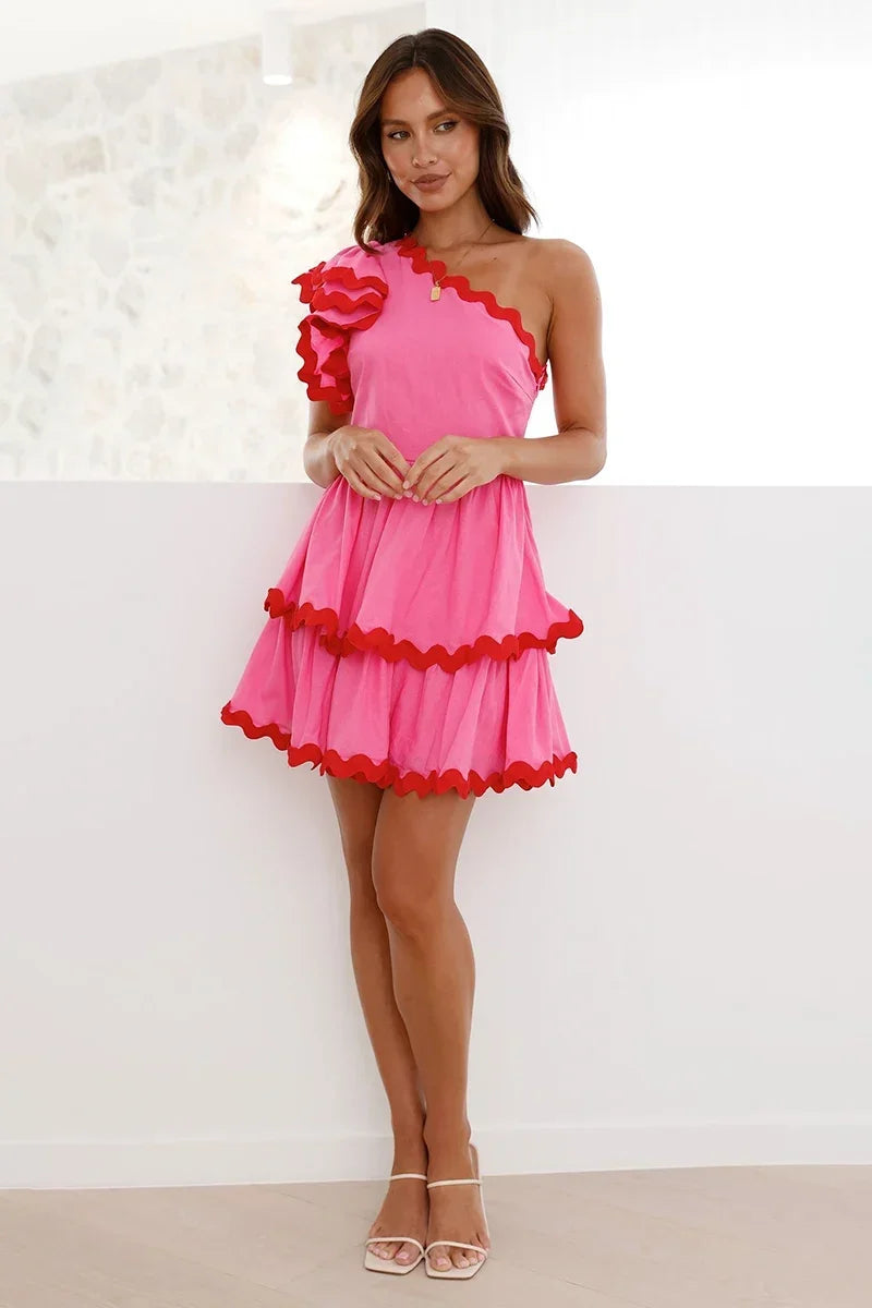 Daisuke Mini-Length Dress Pink / Red