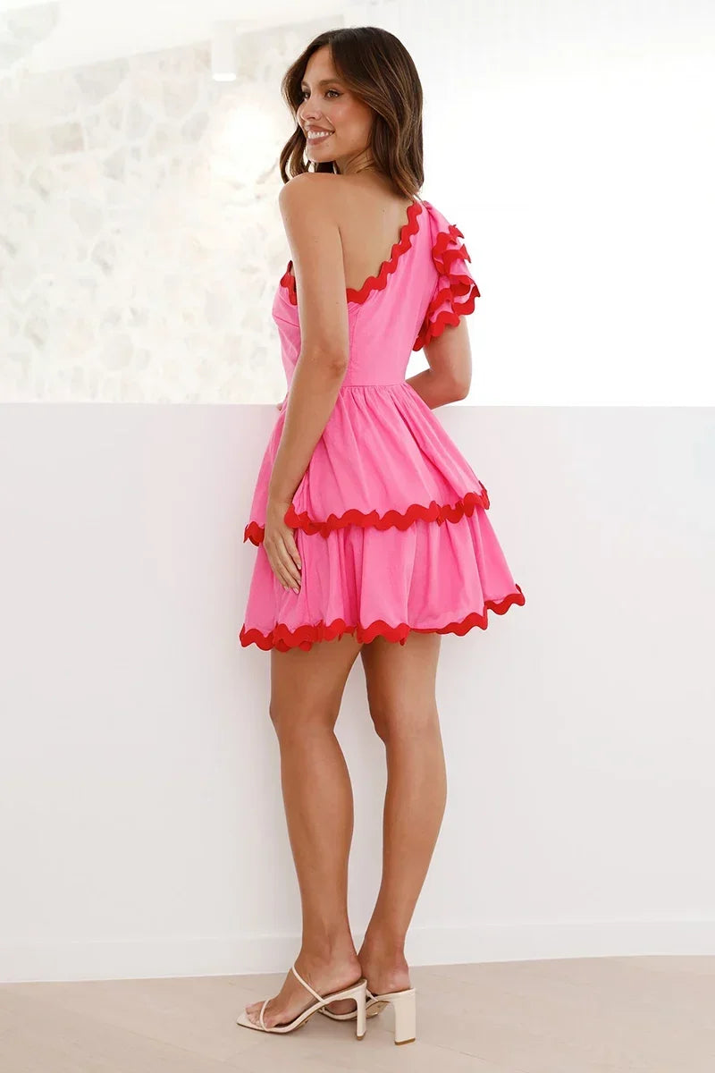 Daisuke Mini-Length Dress Pink / Red