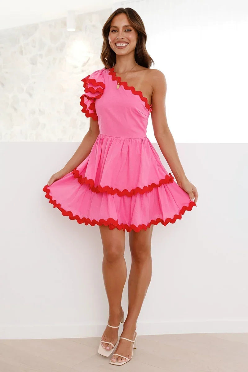 Daisuke Mini-Length Dress Pink / Red