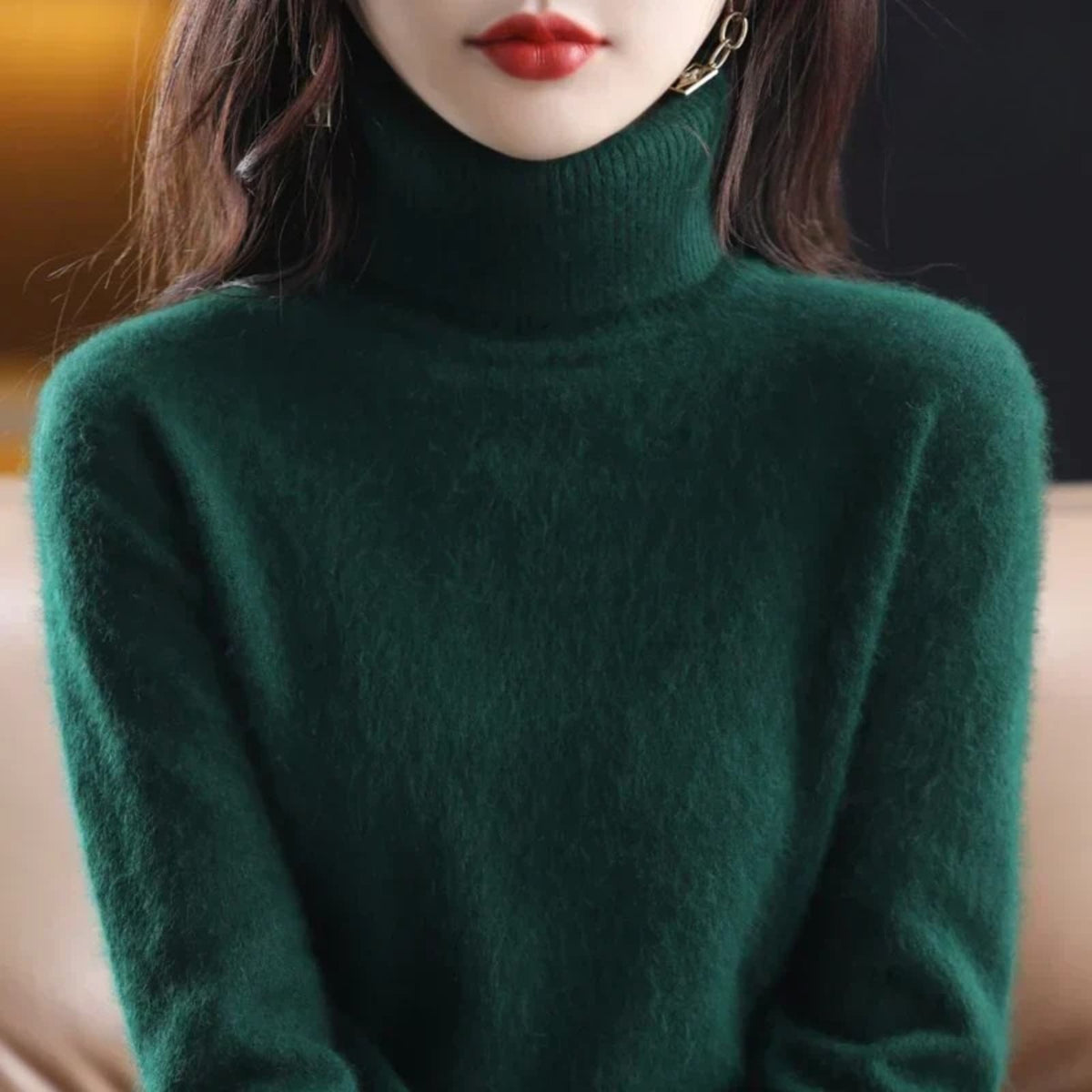 Women’s Turtleneck Sweater with Ribbed Trim
