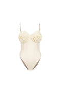 Flower Applique Solid One-Piece Swimwear