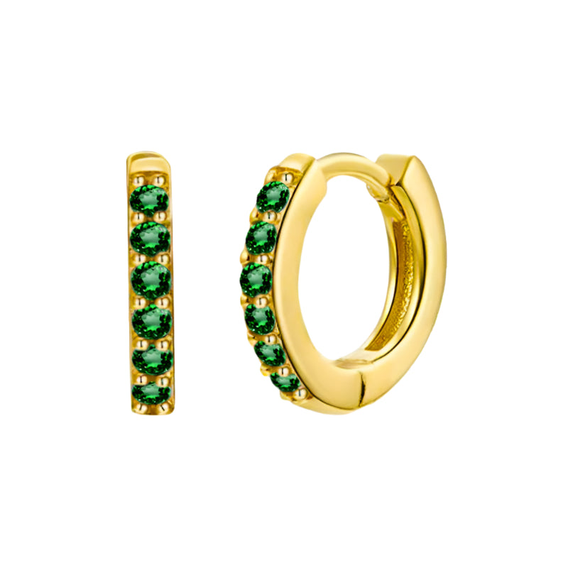 Gold Earrings with Green Cubic Zirconia - Enara