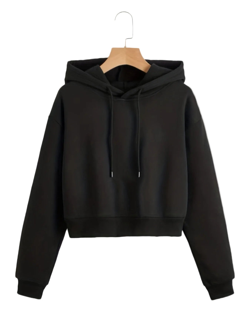 Women's Cropped Pullover Hoodie with Printed Back Detail and Adjustable Drawstring Hood – Soft Relaxed Fit Long Sleeve Sweatshirt for Casual Everyday Streetwear and Comfortable Autumn Winter Layering
