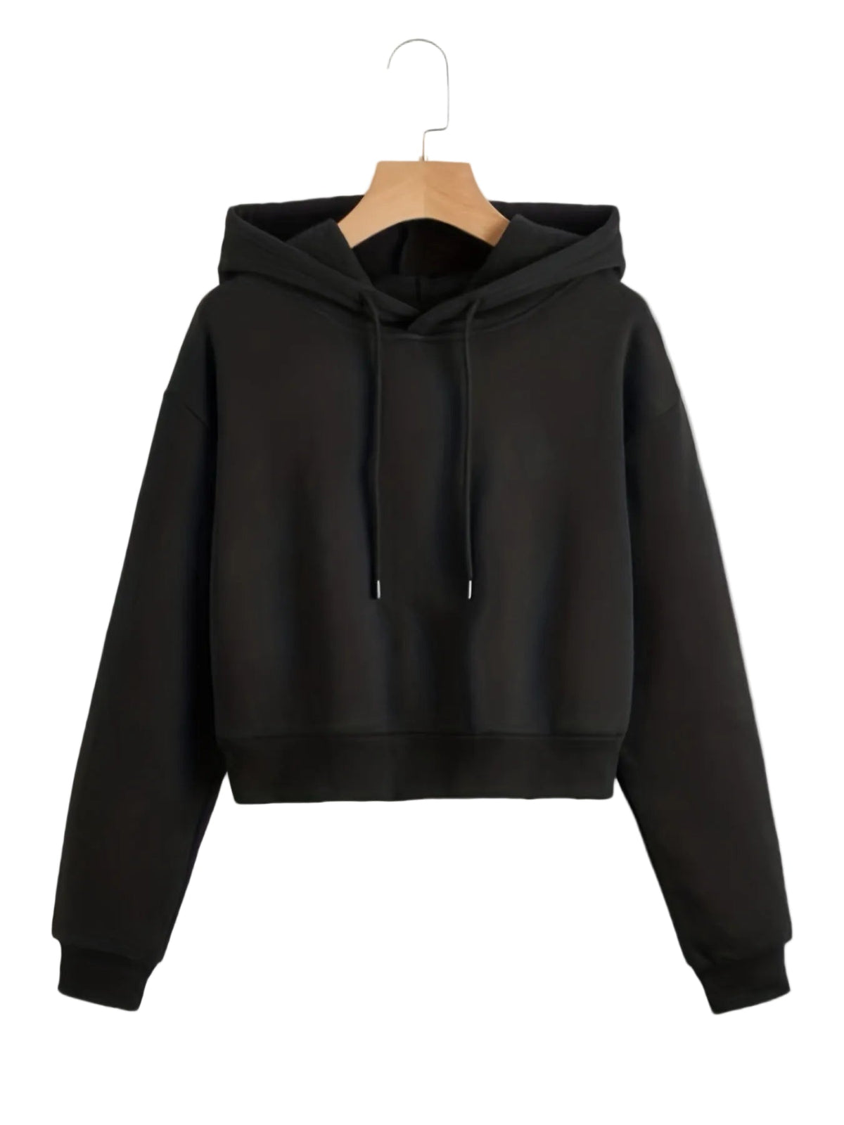 Women's Cropped Pullover Hoodie with Printed Back Detail and Adjustable Drawstring Hood – Soft Relaxed Fit Long Sleeve Sweatshirt for Casual Everyday Streetwear and Comfortable Autumn Winter Layering