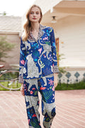 Coordinated Blue Snow Leopard Print Pajama Set