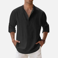 Men's Linen Henley Shirt Long Sleeve – Casual Summer