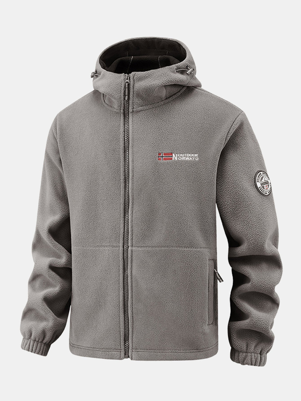 Men's Hooded Polar Fleece Jacket – Warm Full Zip Outdoor Layer with Zipped Pockets for Autumn and Winter
