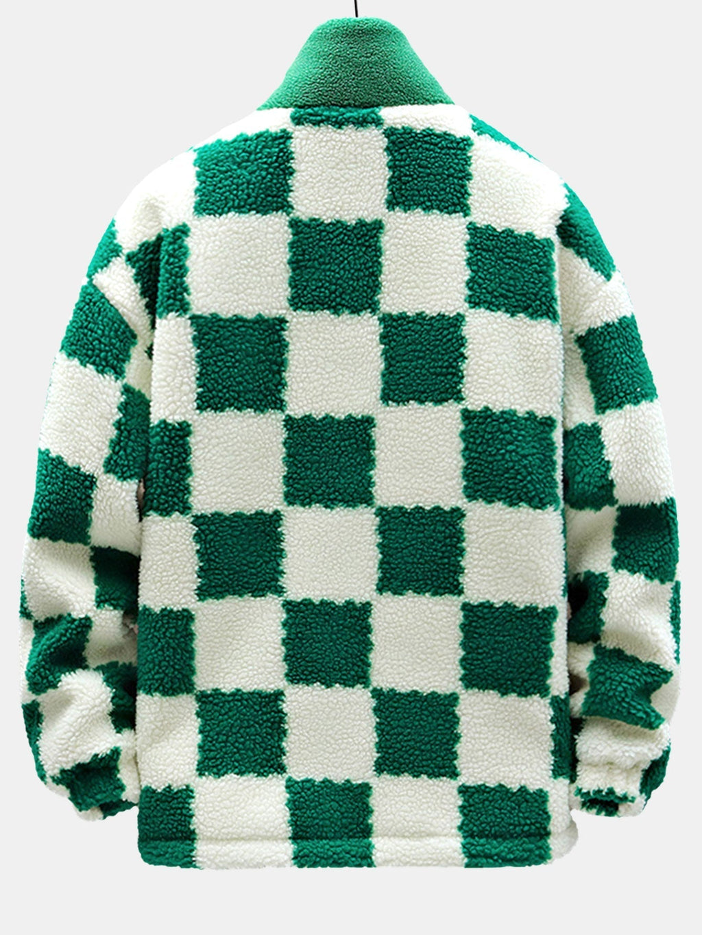 Men's Printed Teddy Fleece Jacket with High Collar – Soft Relaxed Fit Zip-Up Outerwear for Autumn and Winter