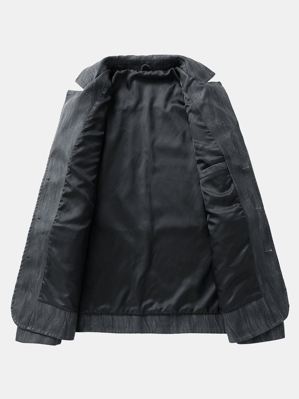 Men's Vintage Textured Faux Leather Jacket – Relaxed Notch Collar Button-Up Outerwear with Zipped Chest Pockets for Smart Casual Wear