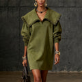 Modern Women's Western Retro Style Autumn And Winter New Suede Dress