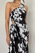 Laken Maxi-Length Dress Black/White Flower