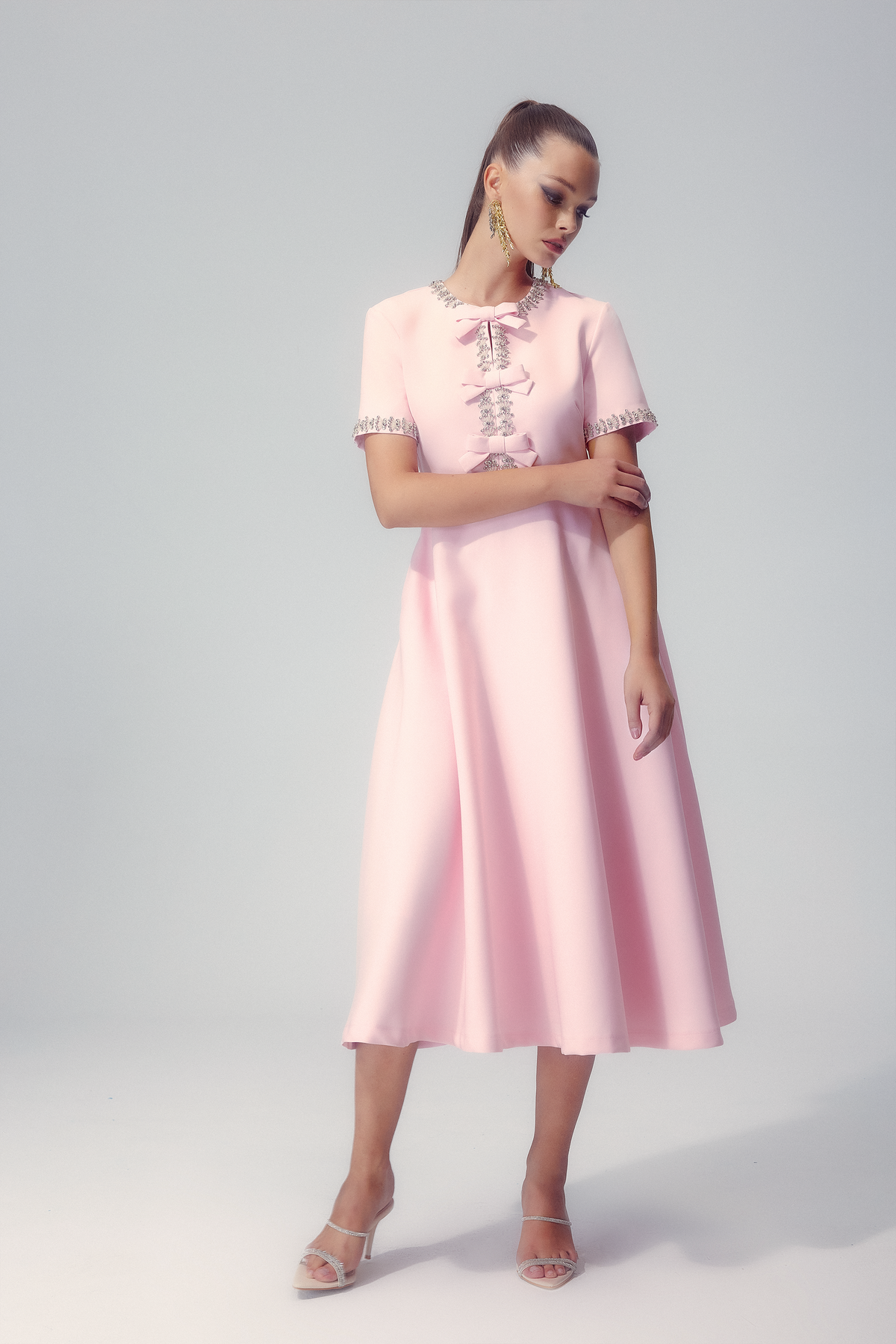 Zoe Bowknot Crystal-embellished Maxi-Length Dress