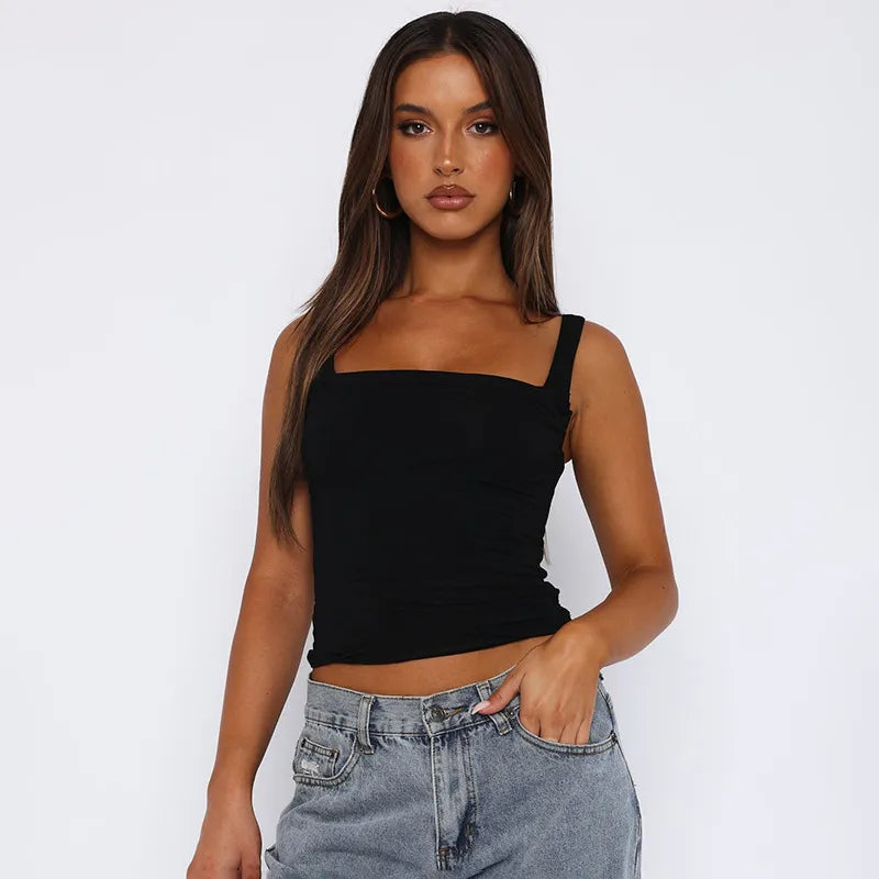Maryam - Top with Square Neckline and Pleats