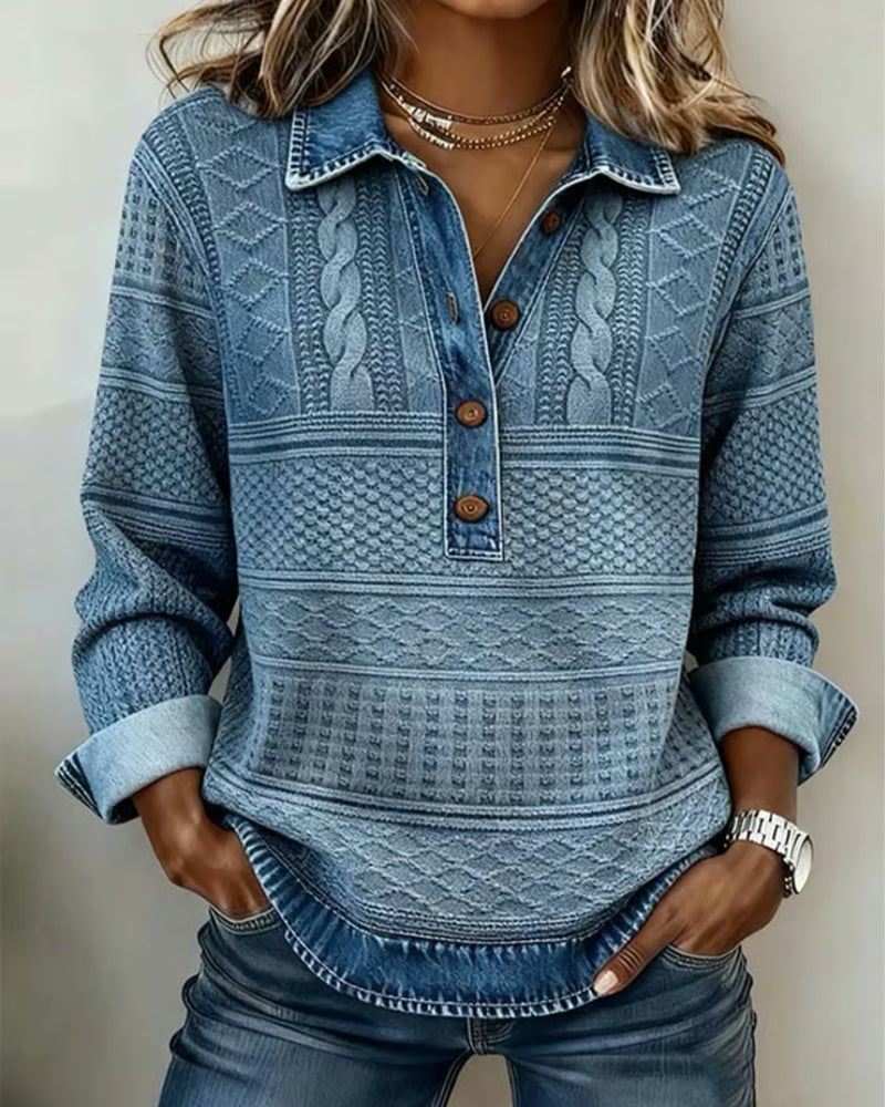 Willa | Trendy Sweatshirt with Half Button