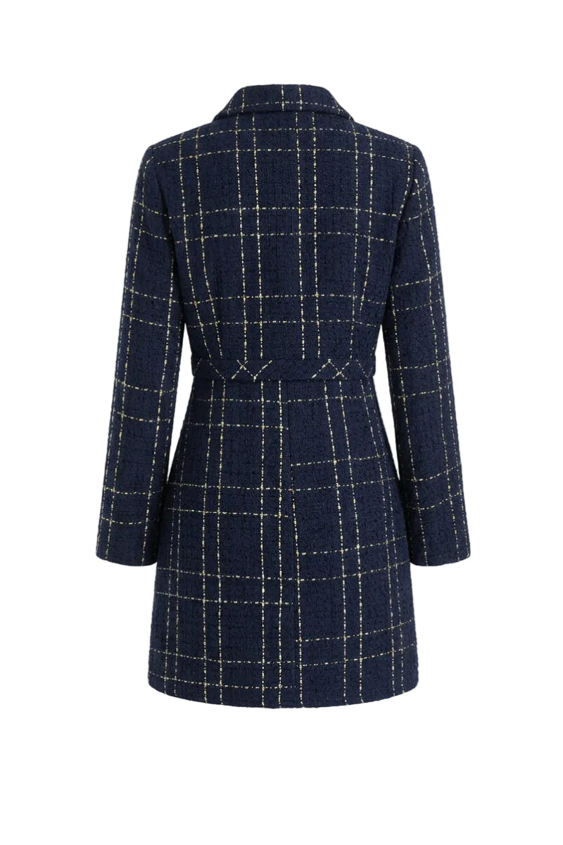 Women's Tailored Tweed Two-Piece Set – Cropped Button Front Blazer and Fitted Mini Dress for Elegant Autumn and Winter Occasions