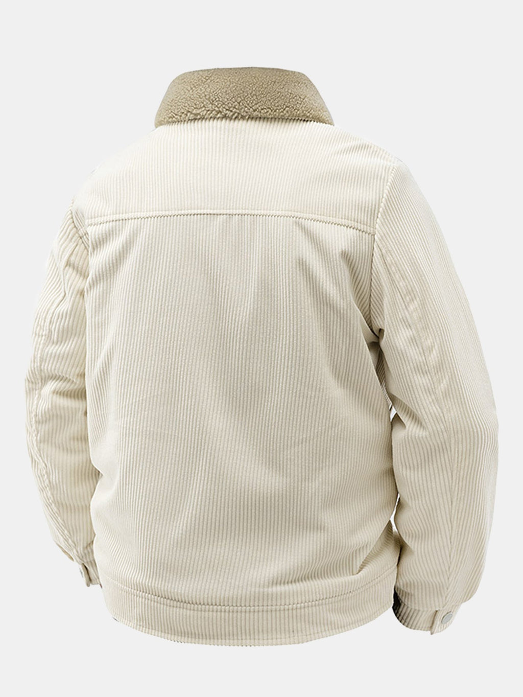 Men's Sherpa-Lined Corduroy Jacket with Snap Buttons – Warm Casual Outerwear for Autumn and Winter