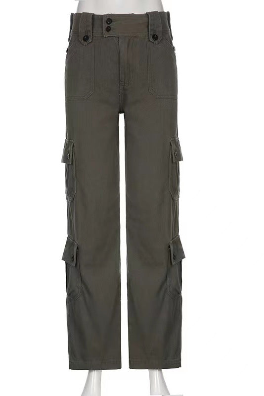 Retro Street Style Pocket Denim Trousers