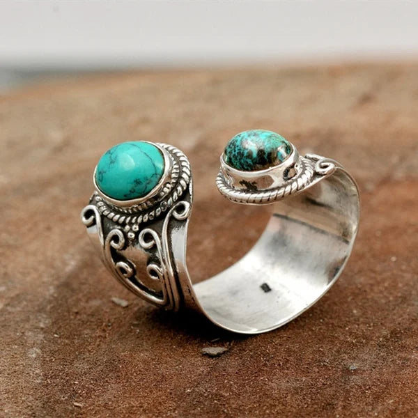 Adjustable Double Turquoise Ring