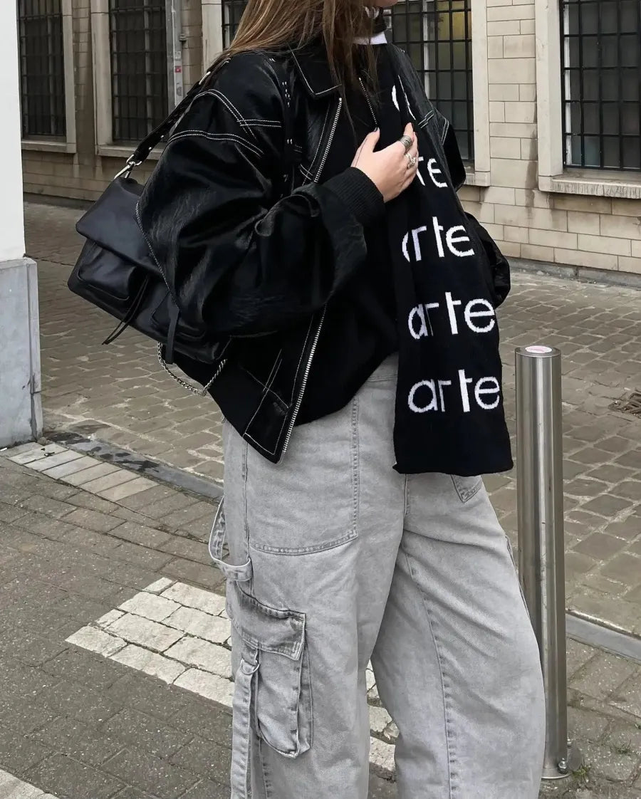 Casual Oversized Leather Jacket with an Urban Look