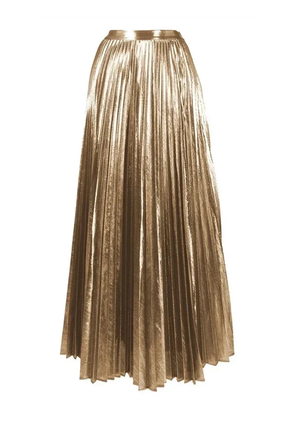 Cut-Out Gold Patchwork One-Piece Skirt Set