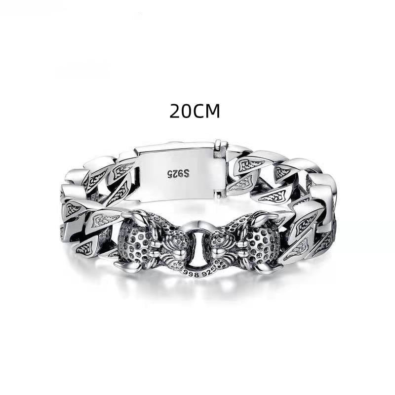 Hekkan Men's Leopard Head Bracelet with Metallic Tribal Pattern