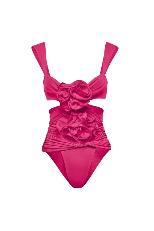 3D Flower Cut-Out Strappy Swimwear Set