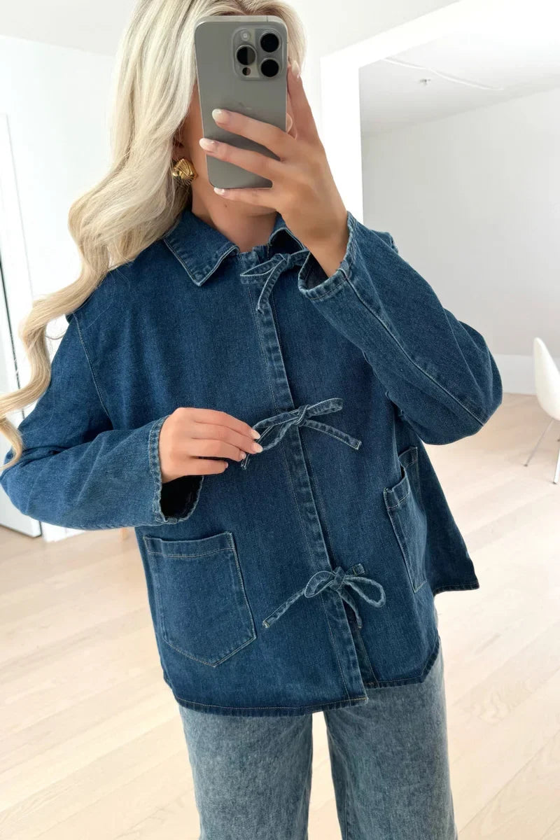 Modern Tie Dark Blue Denim Shirt