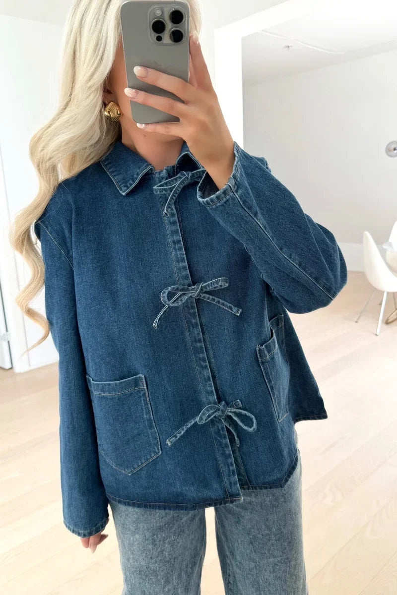 Modern Tie Dark Blue Denim Shirt