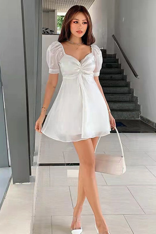 Modern Puff Sleeve Sheer Princess Dress