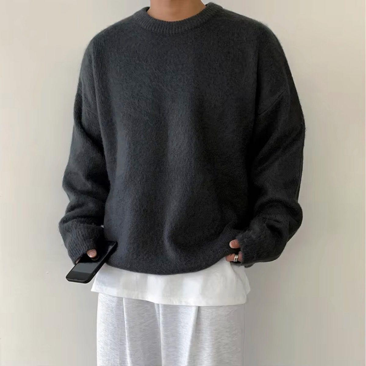 Wool Blend Sweater with Relaxed Fit