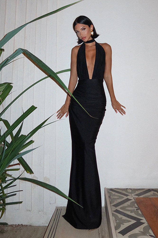 Ins Trend Halter Open-Back Dress