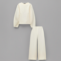 Women's Puff Sleeve Fitted Waist Top and Trousers Set – Elegant Structured Two-Piece Outfit for Smart Casual Occasions