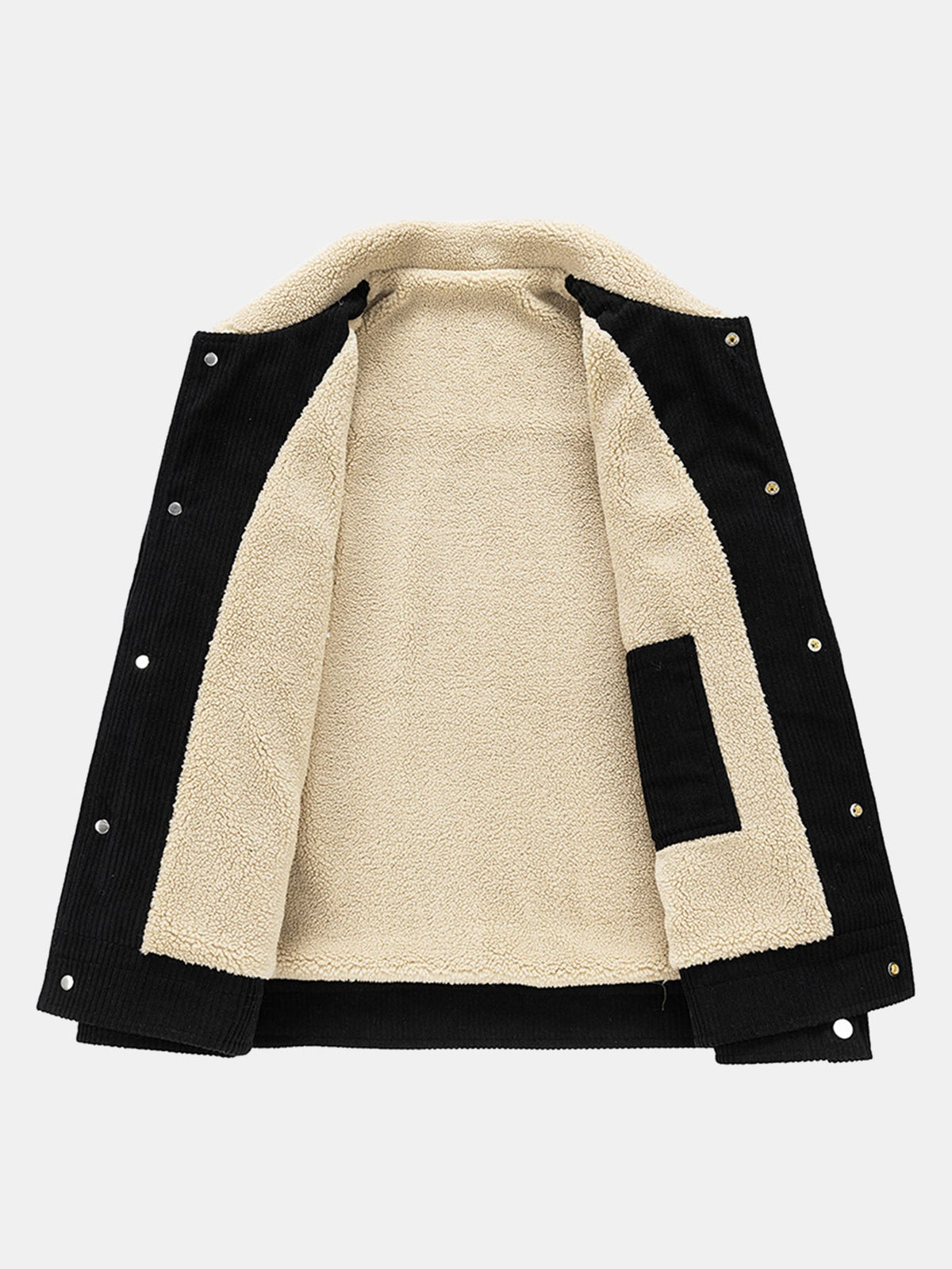 Men's Sherpa-Lined Corduroy Jacket with Snap Buttons – Warm Casual Outerwear for Autumn and Winter