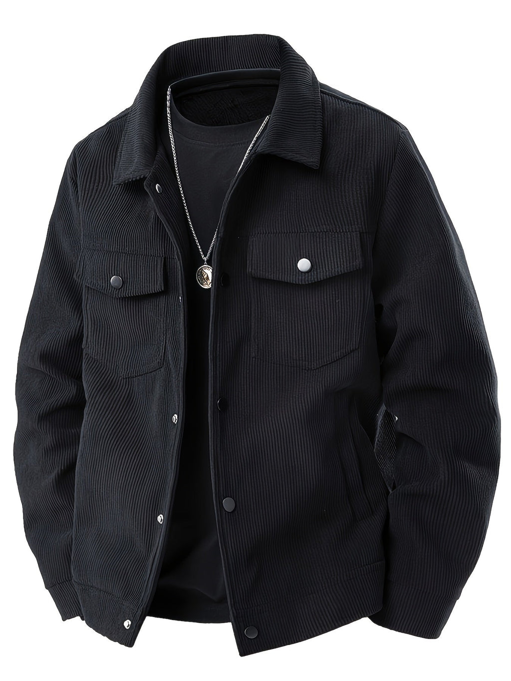 Men's Ribbed Snap Button Casual Jacket