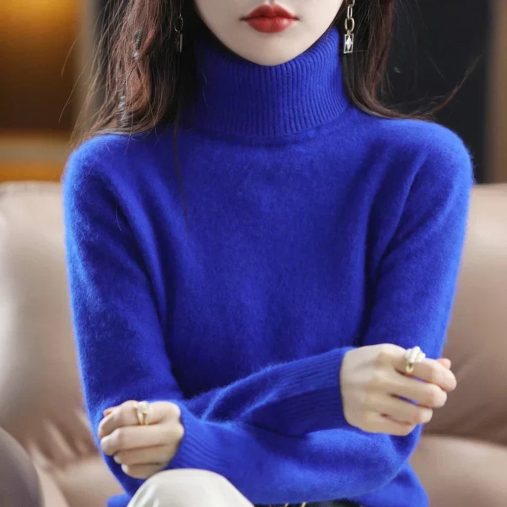 Women’s Turtleneck Sweater with Ribbed Trim