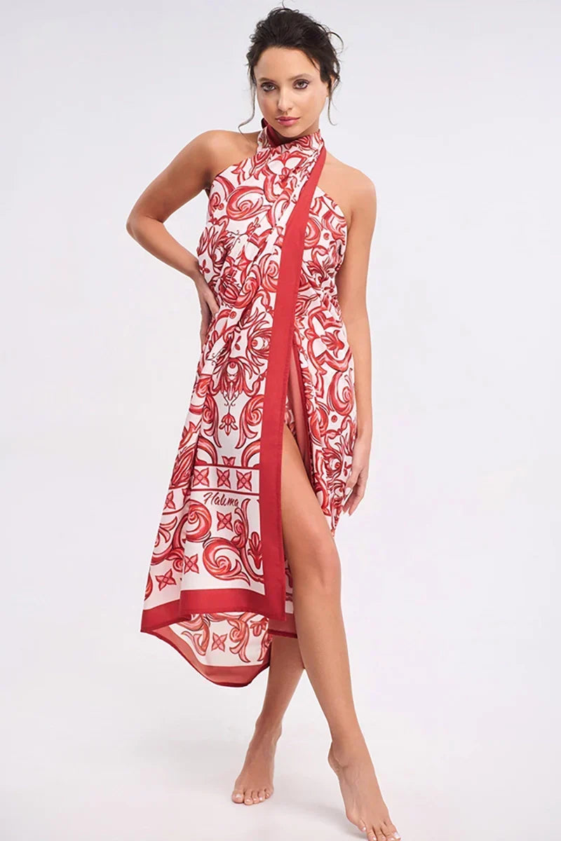 Ethnic Print One-Piece Swimwear Set