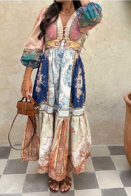 Modern Retro Print Ethnic Style Dress