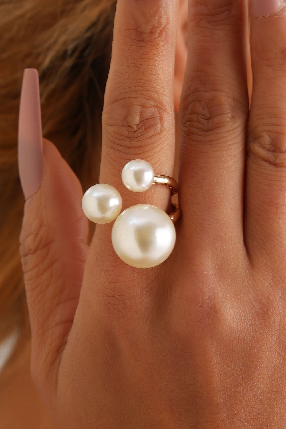 Statement French Triple Pearl Ring