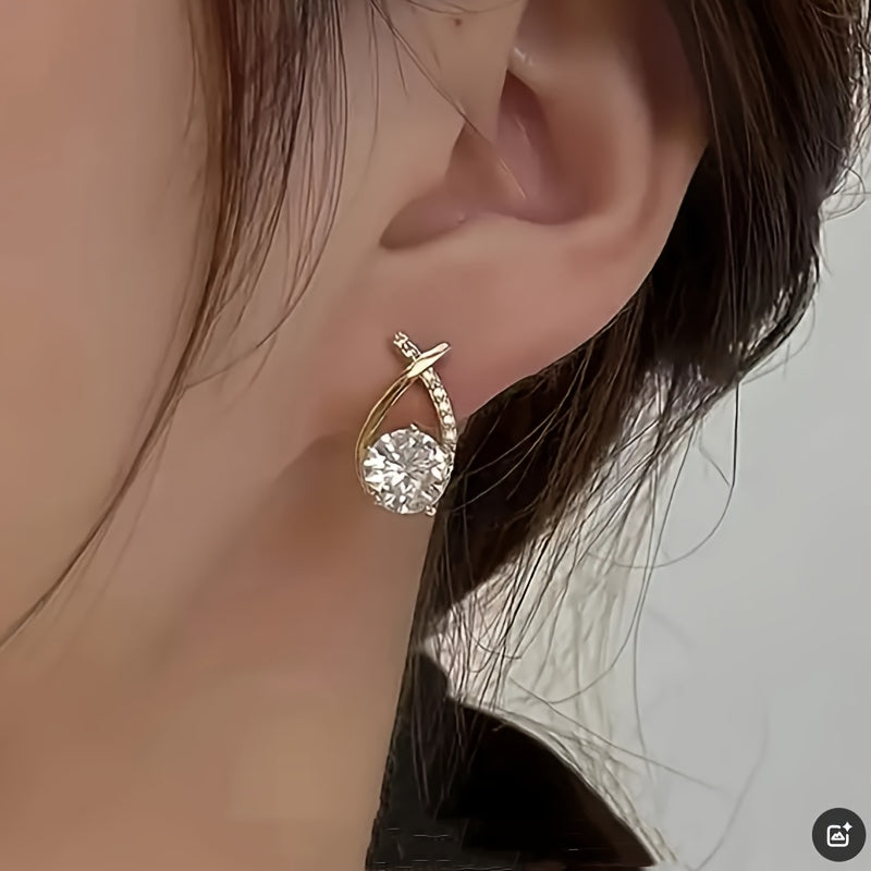 Gold Cross Cubic Zirconia Earrings - Private Collection
