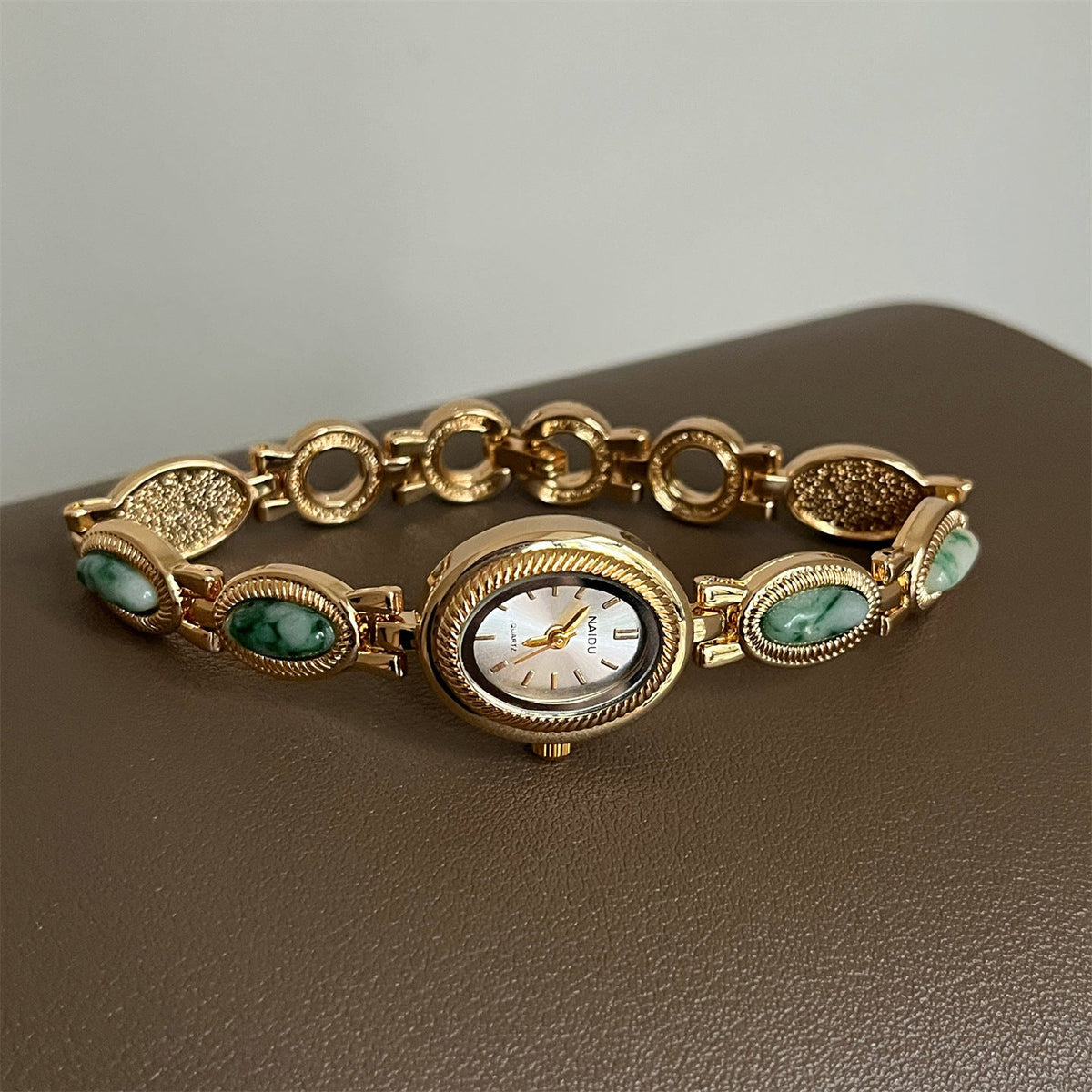 Alviera Women's Watch with Oval Center Case and Stone-Set Link Bracelet