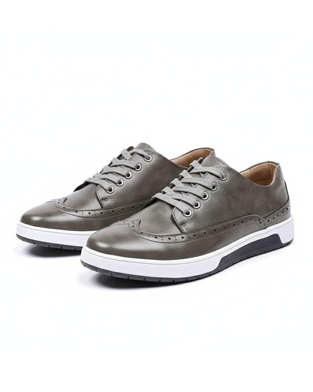Leather-Look Brogue Shoes with Cushioned Sole