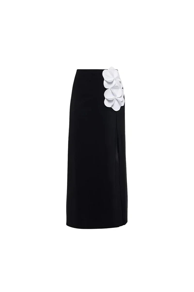 3D Flower One-Shoulder Black Swimsuit