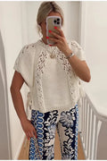 Knitted Lace-Up Hollow Women's Knit Sweater