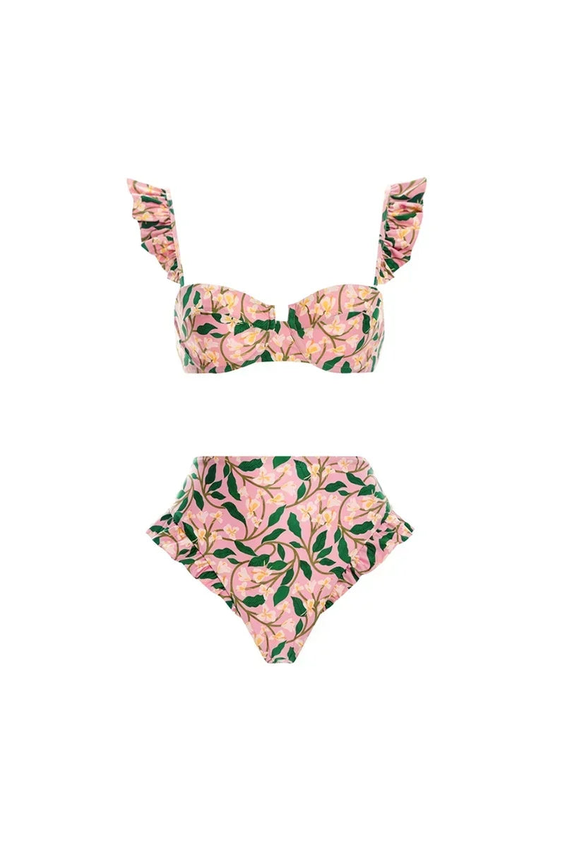 Mini Ruffled Flower Two-Piece Bikini